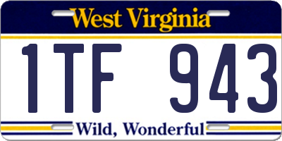 WV license plate 1TF943