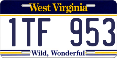 WV license plate 1TF953