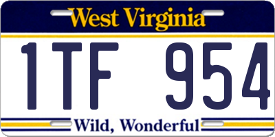 WV license plate 1TF954