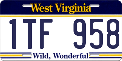 WV license plate 1TF958