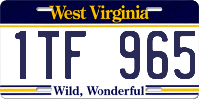 WV license plate 1TF965