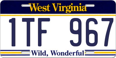 WV license plate 1TF967