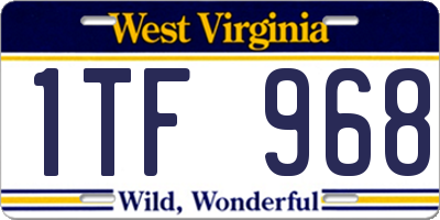 WV license plate 1TF968