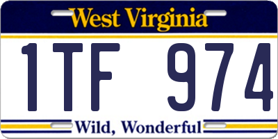 WV license plate 1TF974
