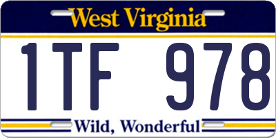 WV license plate 1TF978