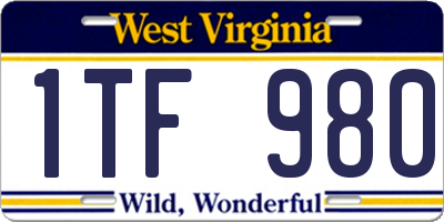 WV license plate 1TF980