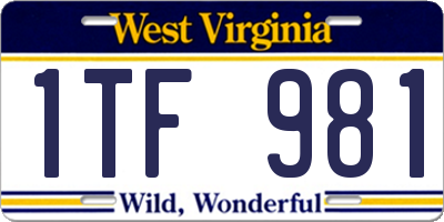 WV license plate 1TF981