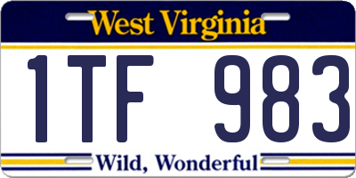 WV license plate 1TF983