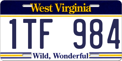 WV license plate 1TF984