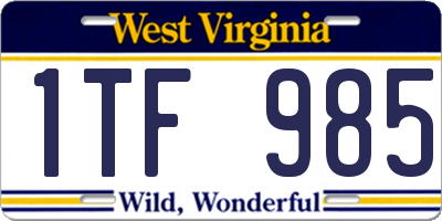 WV license plate 1TF985