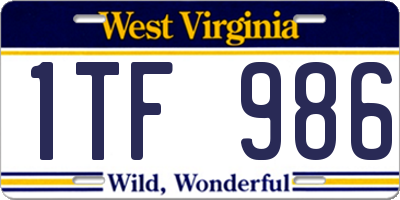WV license plate 1TF986