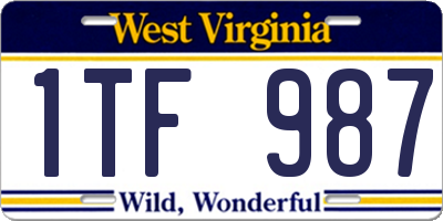 WV license plate 1TF987