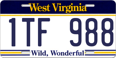 WV license plate 1TF988