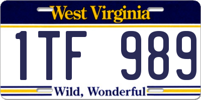 WV license plate 1TF989