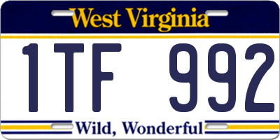 WV license plate 1TF992