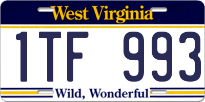 WV license plate 1TF993