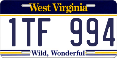 WV license plate 1TF994