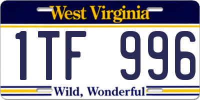 WV license plate 1TF996