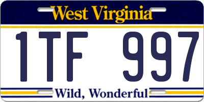 WV license plate 1TF997