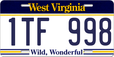 WV license plate 1TF998