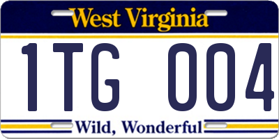 WV license plate 1TG004
