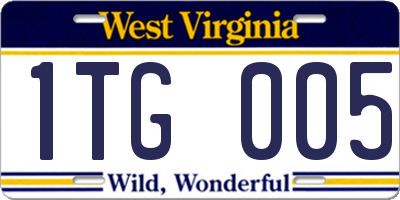WV license plate 1TG005