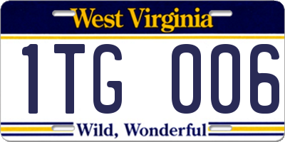WV license plate 1TG006