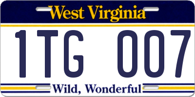 WV license plate 1TG007