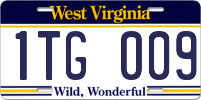 WV license plate 1TG009