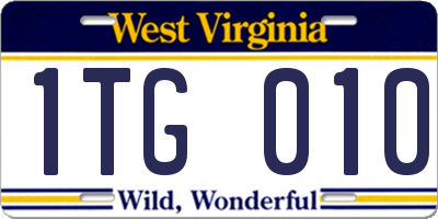 WV license plate 1TG010