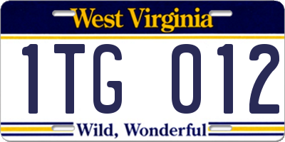 WV license plate 1TG012