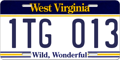 WV license plate 1TG013