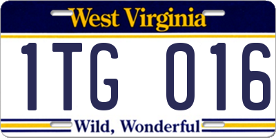 WV license plate 1TG016