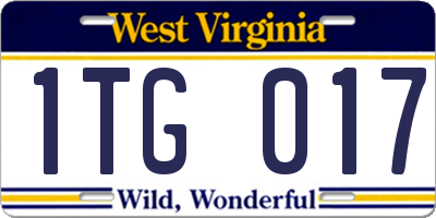 WV license plate 1TG017