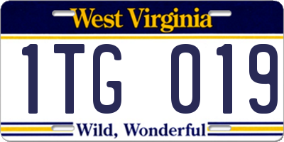 WV license plate 1TG019