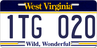 WV license plate 1TG020