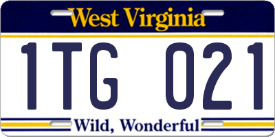 WV license plate 1TG021
