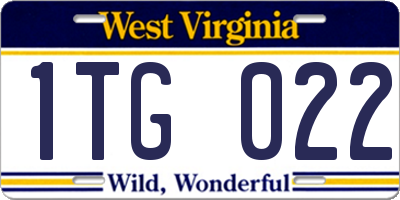 WV license plate 1TG022