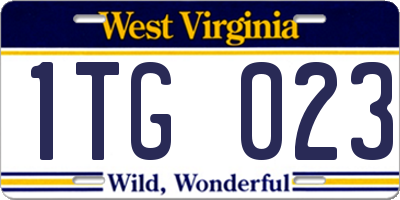 WV license plate 1TG023