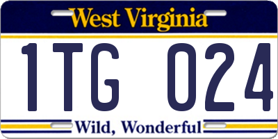 WV license plate 1TG024