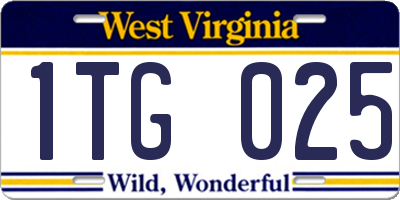 WV license plate 1TG025