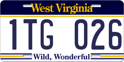 WV license plate 1TG026