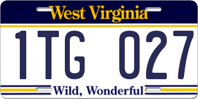 WV license plate 1TG027