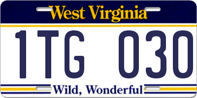 WV license plate 1TG030