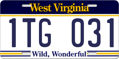 WV license plate 1TG031