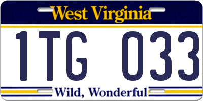 WV license plate 1TG033