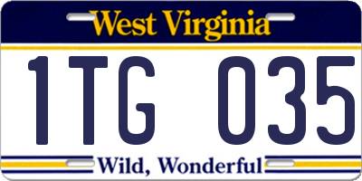 WV license plate 1TG035