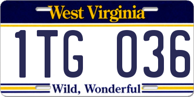WV license plate 1TG036