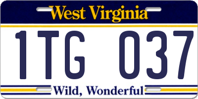 WV license plate 1TG037