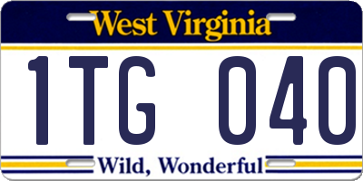 WV license plate 1TG040